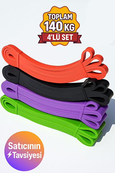 Jet 4’lü Direnç Bandı Seti Toplam 140 Kg – Barfiks Lastiği, Spor, Fitness Squ...