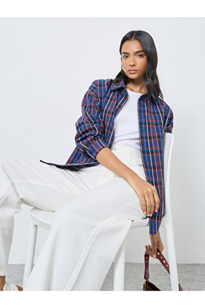 Take Two By Styli Checked Buttoned Oversized Shirt