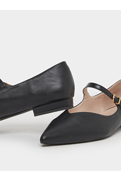 Raid By Styli Black Pointed Toe Ballet Flat Shoes