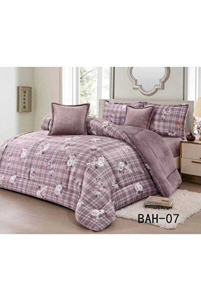 Brides Winter comforter for two people, 6-piece bedspread, velvet with soft fur, comforter size 230 x 250 cm (beige)