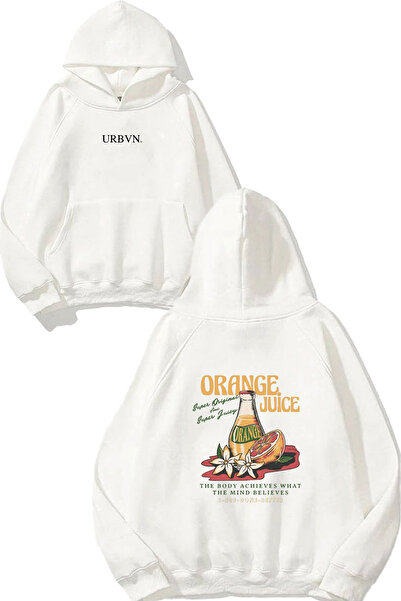 urbvn سويت شيرت أبيض كبير الحجم مطبوع عليه تصميم عصير البرتقال