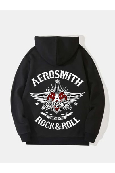 MAGORS سترة روك من القطن المطبوع بأكمام طويلة من AEROSMITH مكونة من 3 خيوط