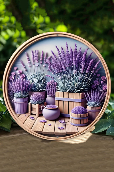 kutuTR Lavanta Temalı UV Baskılı 3D GÜRÜNÜMLÜ MDF Duvar Süsü – 33x33 cm & 20x...