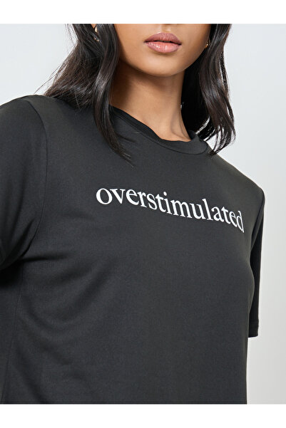 Take Two By Styli Women Black Slogan Print T-Shirt