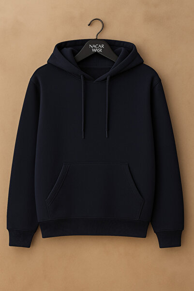 nacar çarşı Hanorac unisex negru, compact, din bumbac pieptănat, cu 2 fire, c...