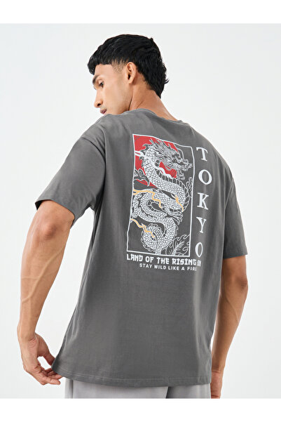 Styli Men Oversized Japanese Graphic Back Print T-Shirt