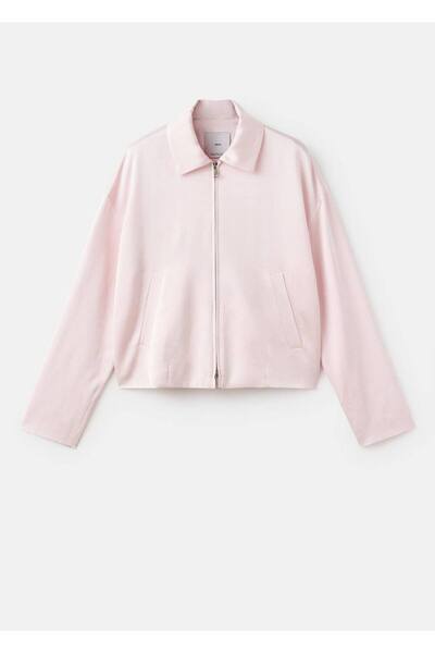 MANGO Woman Fermuarlı saten ceket