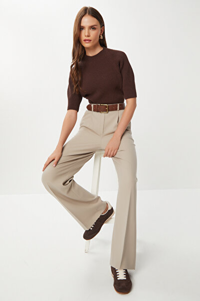 Lovelyİstanbul Pensli Pleated Polyviscose Trousers Lgp0021 Beige