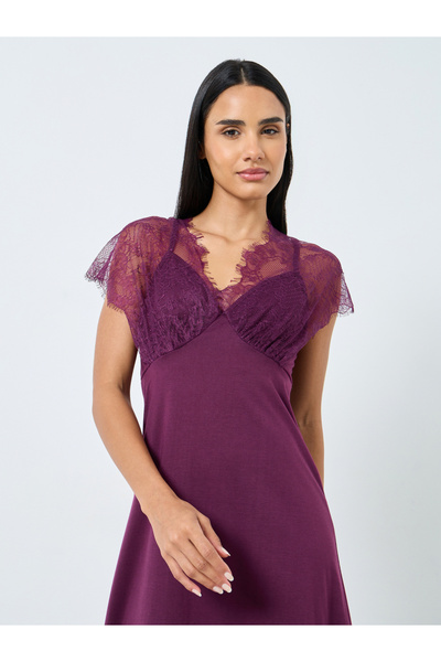 Styli Galloon Lace Trim Strap Overlay Nightdress