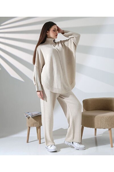 Molly Nelly Set de tricotaje cu mâneci liliac pentru femei, cu pantaloni