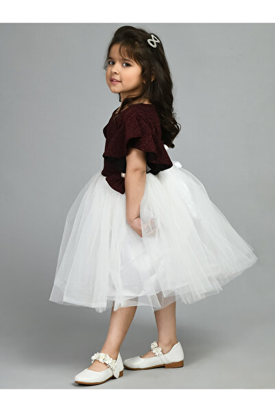 Bella Moda By Styli Shimmered Tulle Dress with Tie Bow Detail