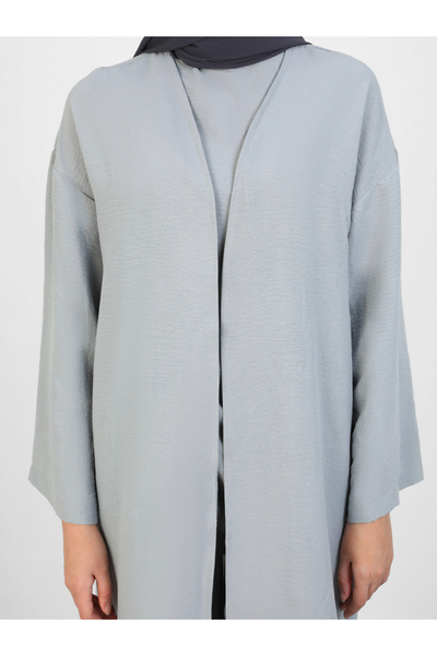 Refka By Styli Grey Sleeveless Ruched Top with Kimono and Trousers Co-Ords