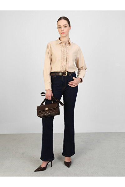 Refka By Styli Ruffled Detail Poplin Buttoned Shirt