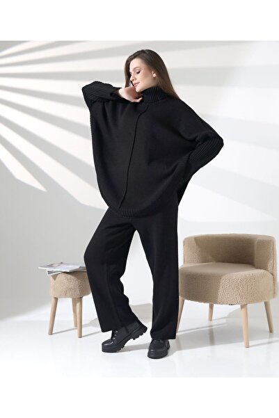 Molly Nelly Set de tricotaje cu mâneci liliac pentru femei, cu pantaloni