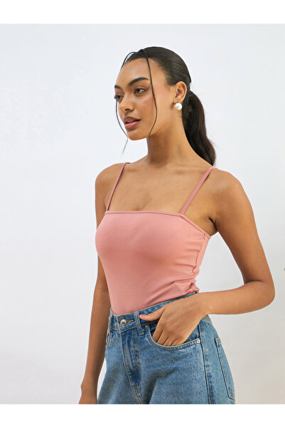 Sassafras By Styli Women Pink Strappy Knit Bodysuit