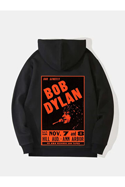 MAGORS Hanorac rock cu glugă, cu mânecă lungă, din bumbac, cu imprimeu BOB DY...