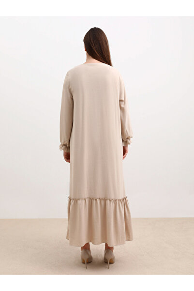 Alia By Styli Plus Brown Maxi Dress with Drop Waist