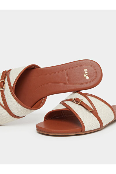 Styli Buckle Detail Slip On Sandals