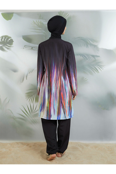 Mayo Bella By Styli Multi Gradient Print Front Zip Burkini