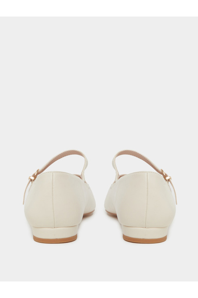 Raid By Styli Cream Pointed Toe Ballet Flat Shoes