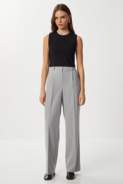 Lovelyİstanbul Pensli Pleated Polyviscose Trousers Lgp0021 Gray