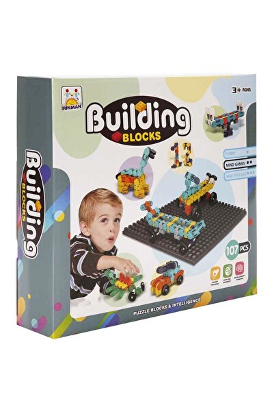 PopŞeker Shaped Building Blocks Set 107 Pieces – Educational Block Toy