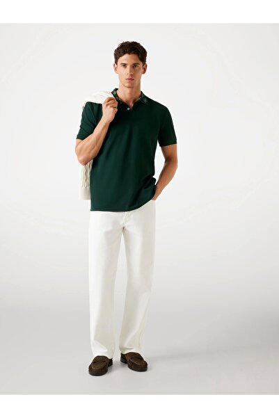 Guess Чоловіча зелена футболка-поло Regular Fit Pique M5YP34KCJV1-G8U1