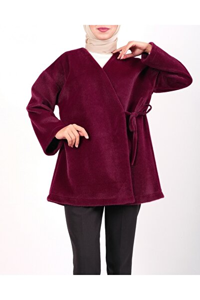 Modamorfo Γούνινο μπουφάν με πλαϊνά κορδόνια - Βουργουνδία