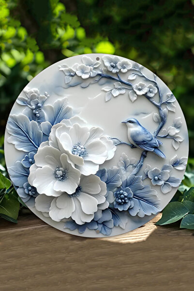 kutuTR UV Baskılı 3D GÜRÜNÜMLÜ MDF Duvar Süsü – Zarif Çiçek & Kuş Tasarımı – ...