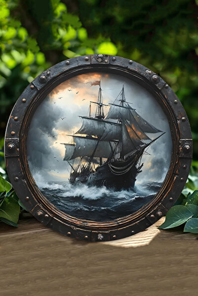 kutuTR UV Baskılı 3D GÜRÜNÜMLÜ MDF Duvar Süsü – Yelkenli Gemi Tasarımı – 33x3...