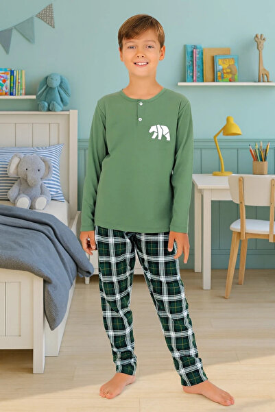 Little Miny Kids Minykids Everest Dark Green Button Detailed 100% Cotton Boys...