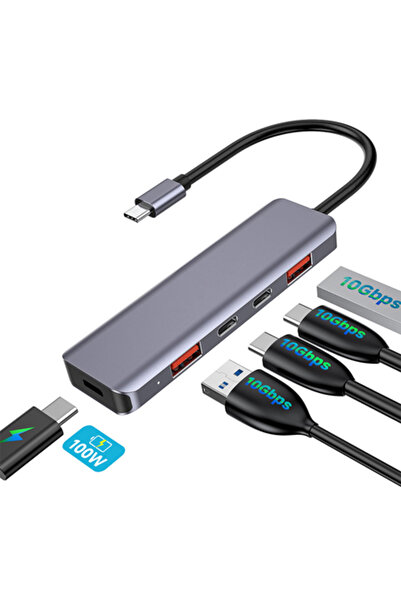 Platinet HUB 5 ÎN 1 10 GBS USB-C PD 100W ALUMINIU