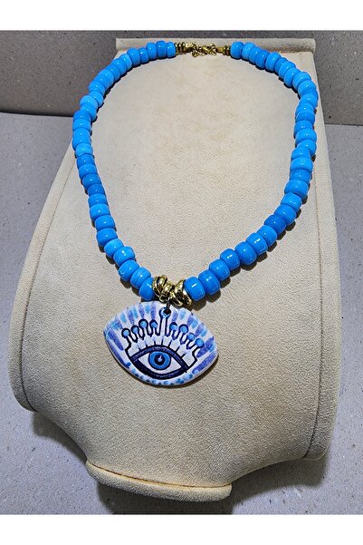 TMD AKSESUAR قلادة من الخرز السيراميكي على شكل عين الحسد من جوكتشيبيل بودروم