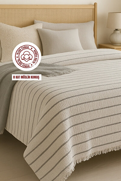 sutra 100% Cotton 8 Layer Muslin Fabric Double Size Quilt Bedspread - 250X280 cm