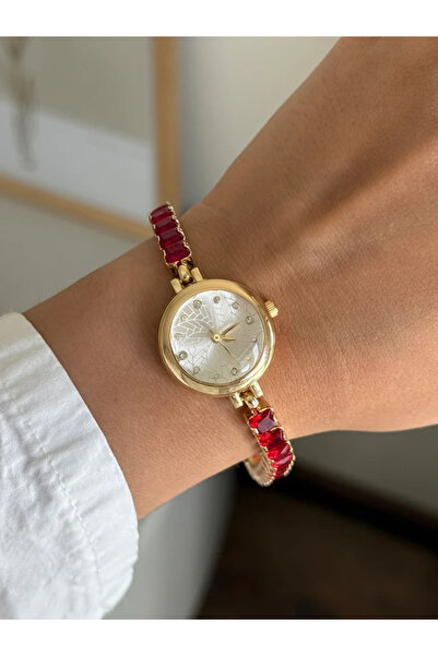 RoseandRoses ساعة يد نسائية من ريفيا باجيت سو يول كوردون باللون الذهبي العنابي