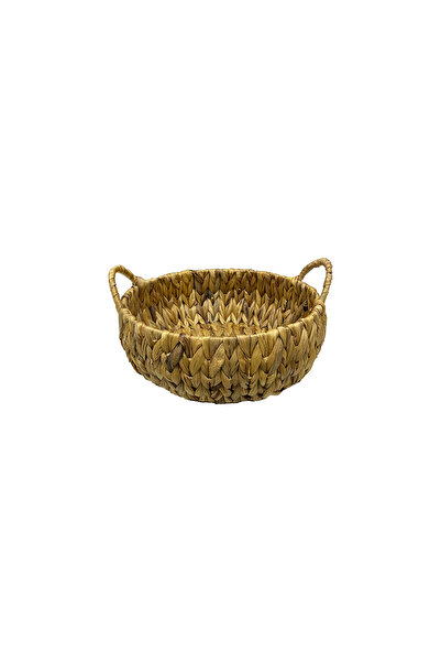 CasaLinda Естествена, ръчно изработена, кръгла кошница с дръжки - рустик, декоративна, многофункционална