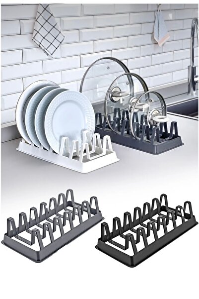 INTEREV Organizator din plastic pentru capac și farfurii cu 2 compartimente - Suport pentru uscare