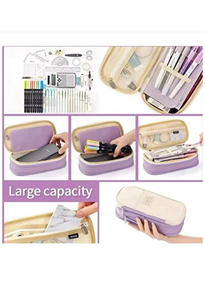 Meyra Accessories Special Büyük Kapasiteli Kanvas Kalemlik cüzdan çanta sevimli kaliteli modeller Pembe