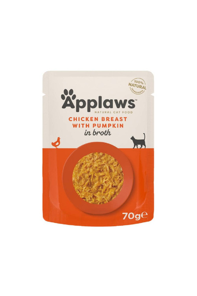 Applaws ابلاوز اظرف طعام رطب للقطط صدور الدجاج مع اليقطين في المرق 70غ