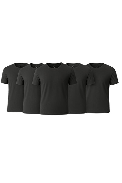 Piano Luce Men's 5-Pack T-Shirt – Short Sleeve Crew Neck Regular Fit – Anthracite