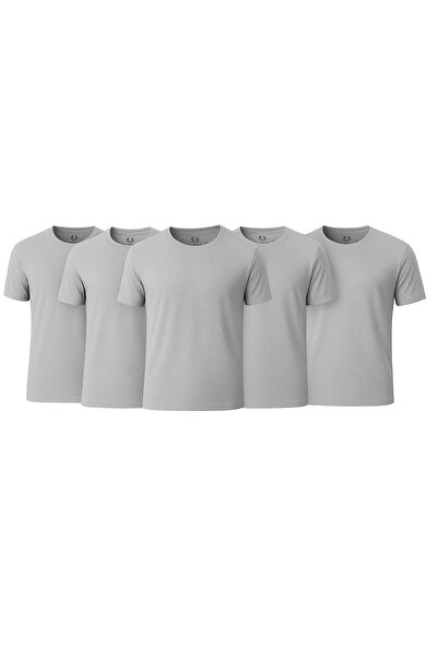 Piano Luce Men's 5-Pack T-Shirts – Short Sleeve Crew Neck Regular Fit – Gray