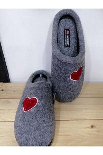 GEZER YENİ SEZON KIŞLIK KALP DESENLİ İÇİ PAMUKLU KADIN EV TERLİĞİ