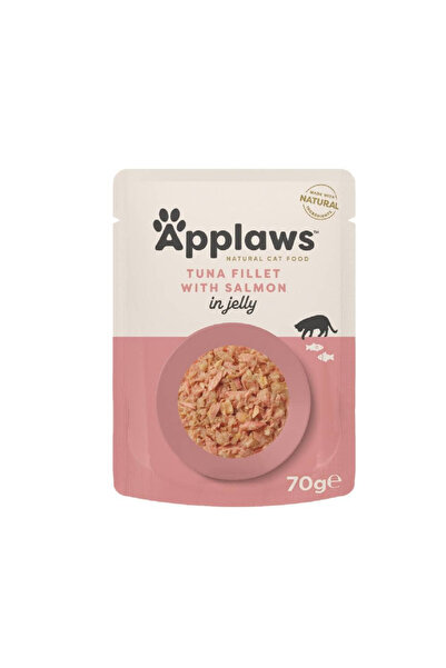 Applaws ابلاوز اظرف طعام رطب للقطط تونا فيلية مع السلمون في الجلي 70غ