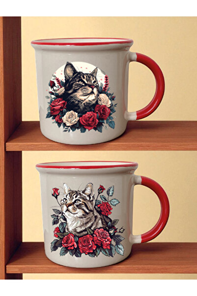 lili hediyelik كوب أحمر مطبوع عليه قطط رائعة - هدية ليوم المعلم، هدايا تذكارية