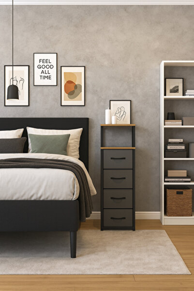 moniev 2 Raflı 4 Çekmeceli Şifonyer Deri Çekmeceli Şifonyer Yatak Odası Organizer Çok Amaçlı Düzenleyici