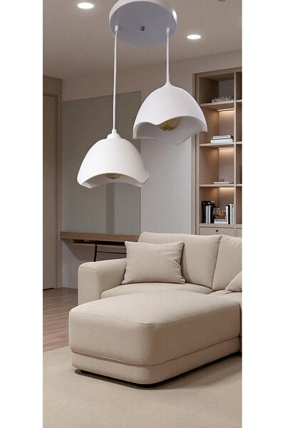 DNRYSL Dekoratif İkili Beyaz Sarkıt Lamba Avize, Modern ve Bohem Tasarım, E27...