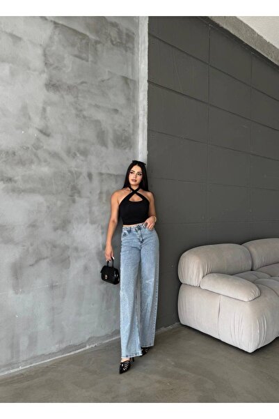 Revella Taşlı palazzo likralı jean