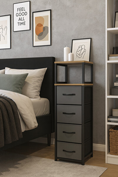 moniev 2 Raflı 4 Çekmeceli Şifonyer Deri Çekmeceli Şifonyer Yatak Odası Organizer Çok Amaçlı Düzenleyici