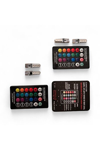 Monlion Uzaktan Kumandalı Çakar Modüllü RGB LED Park Ampulü T10 18 LED|2’li Set,16 Renk,Çok Fonksiyon Lamba