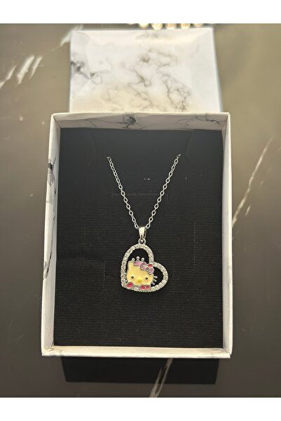 Menshure Hello Kitty Çelik Kolye Zirkon Taş